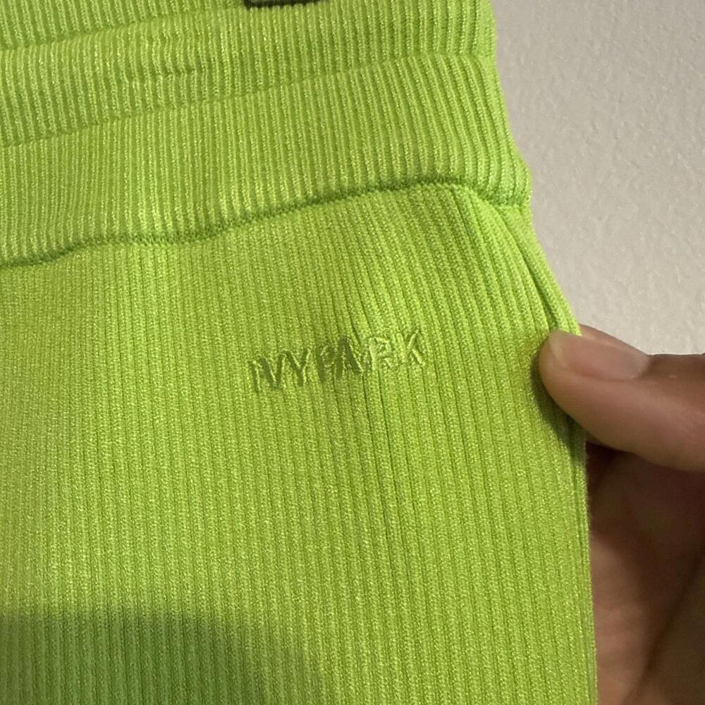 NWT Adidas X Ivy Park Lime Green Heavy Knit Ribbed Jogger Sweatpants - MED - Picture 7 of 12